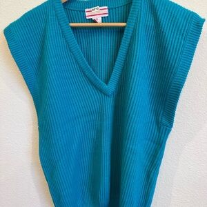 Vintage Artichoke Teal Sleeveless V-Neck Sweater vest